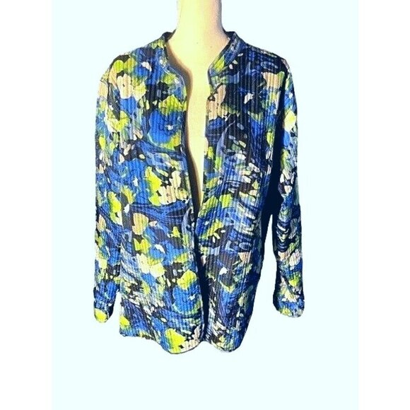 Maggie Barnes Jacket Quilted Floral Blue Size 22/24 - Picture 1 of 5